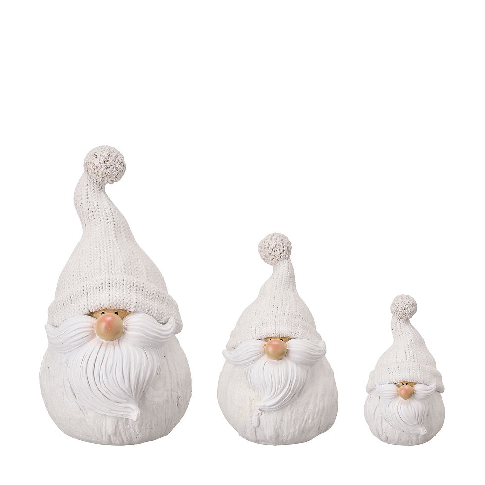 Set of 3 White Santa Gonk Christmas Decorations