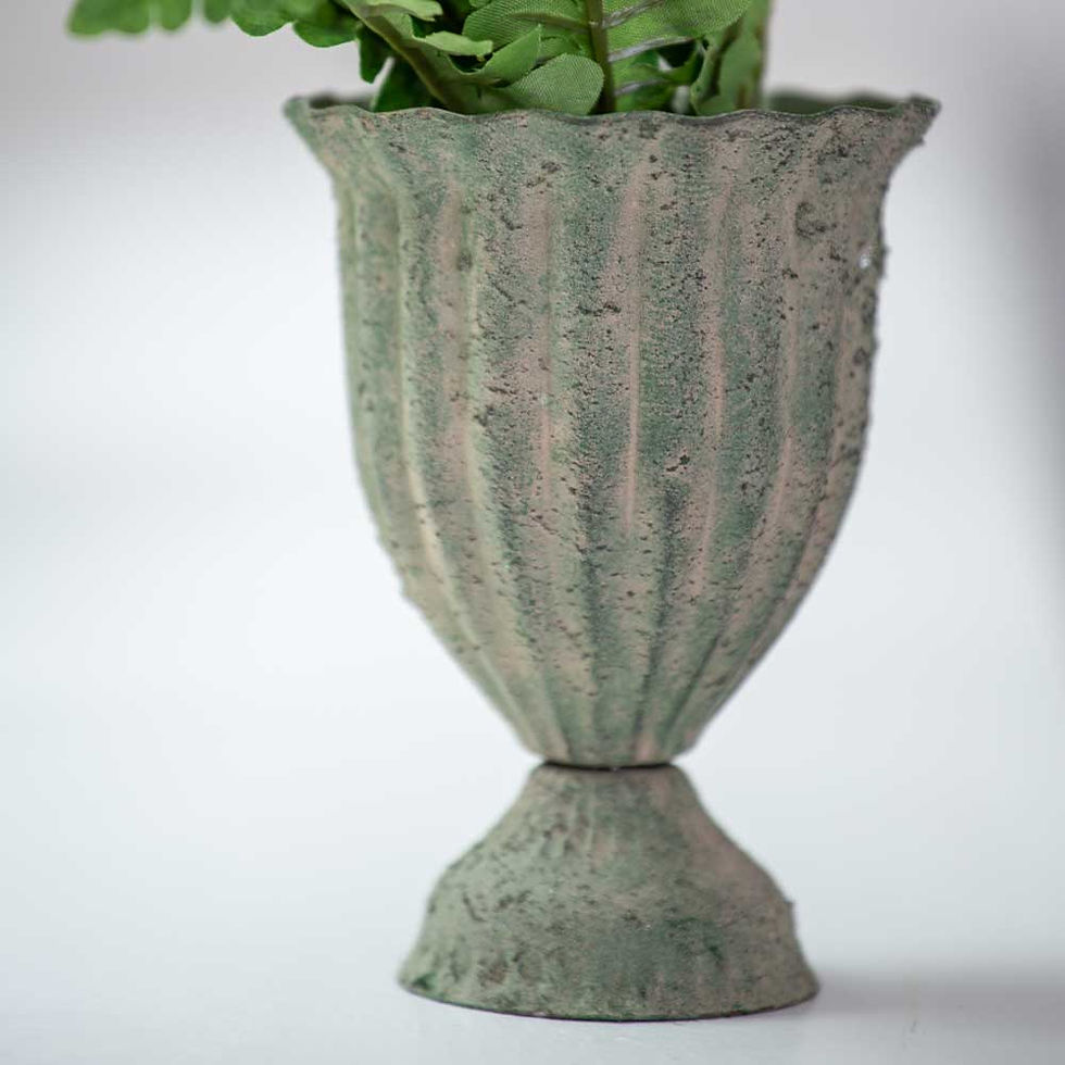 Antique Green Ribbed Posy Vase