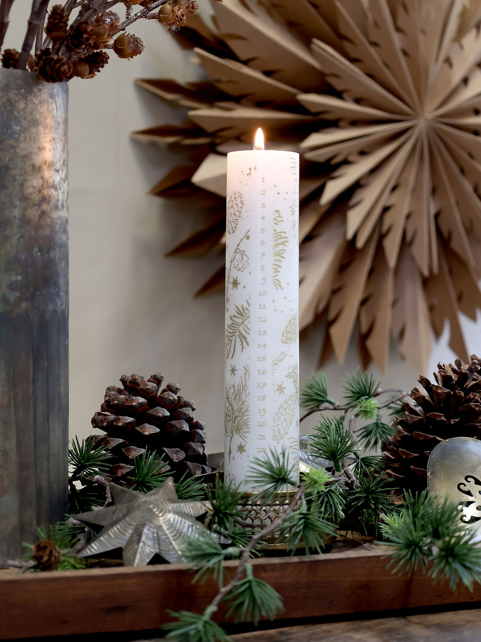 Advent Candle With Gold Print
