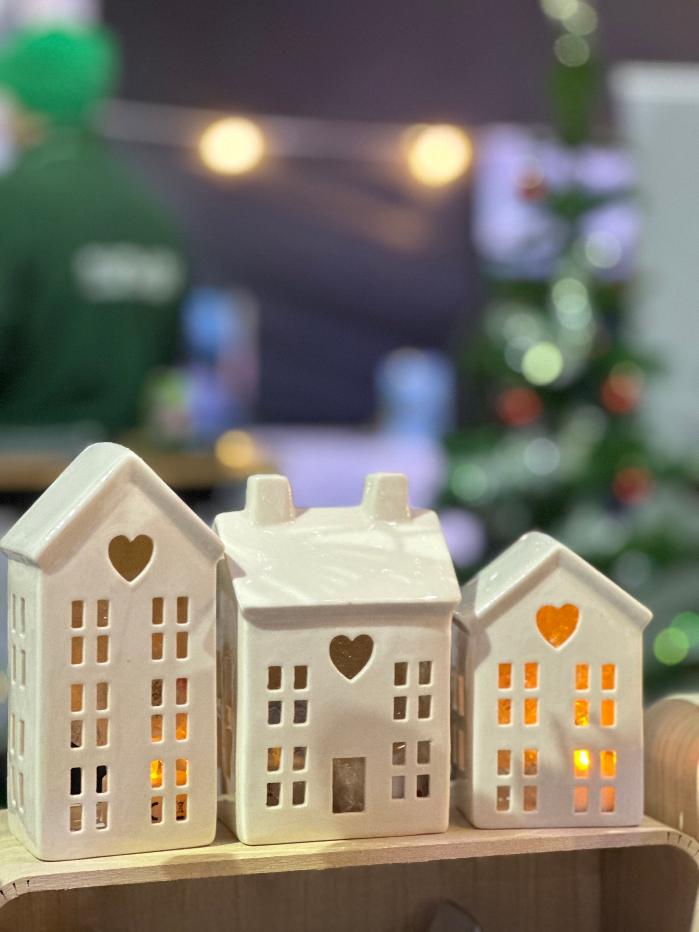 Dainty White LED Houses