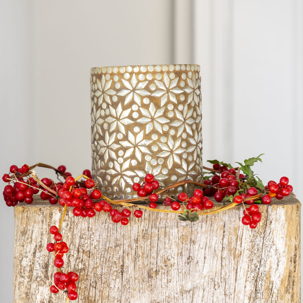 Antique Gold Mosaic Hurricane Lantern