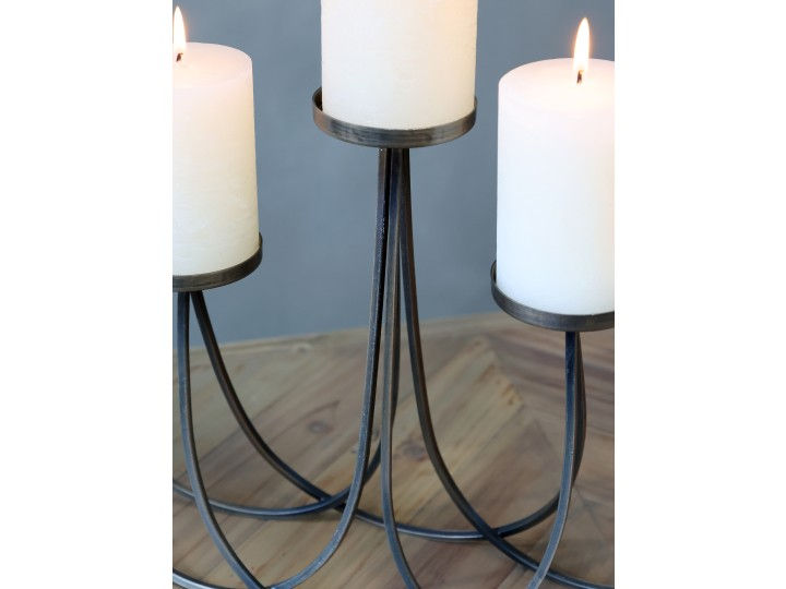 Thumbnail: Antique Brass Candlestick w. 5 holders for pillar candle