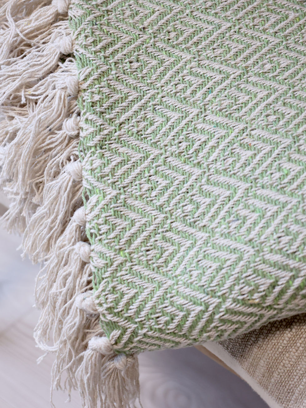 Green Patterned Cotton Throw