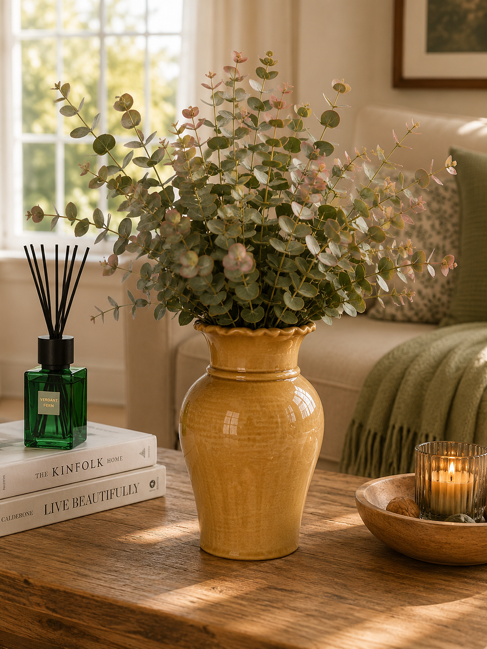 Autumn Ochre Ruffle Rim Ceramic Vase