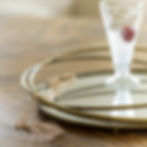 round antique gold mirrored tray