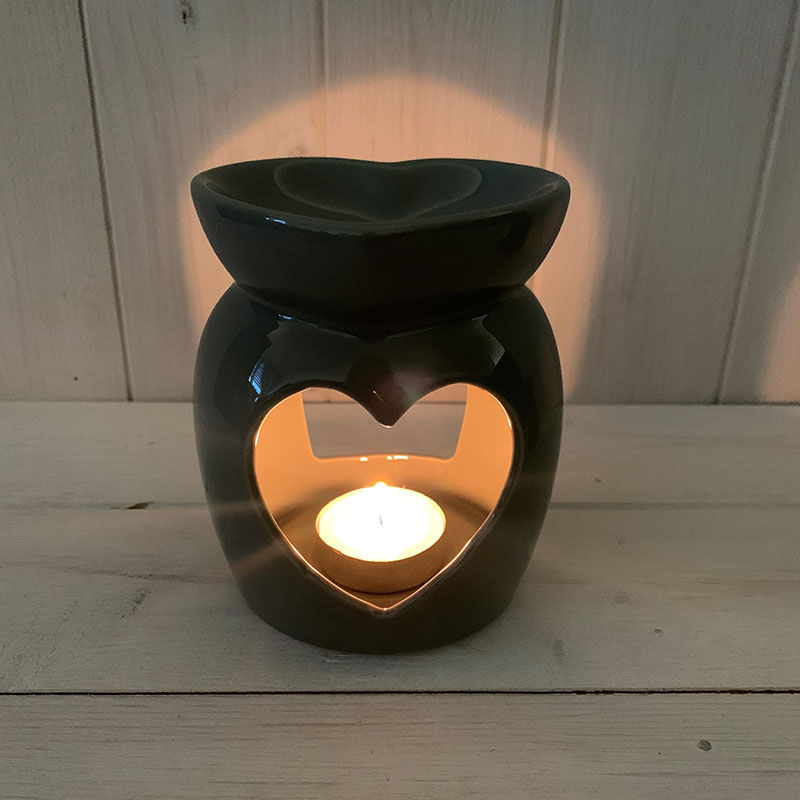 Thumbnail: Grey Heart Topped Ceramic Oil/Wax Burner