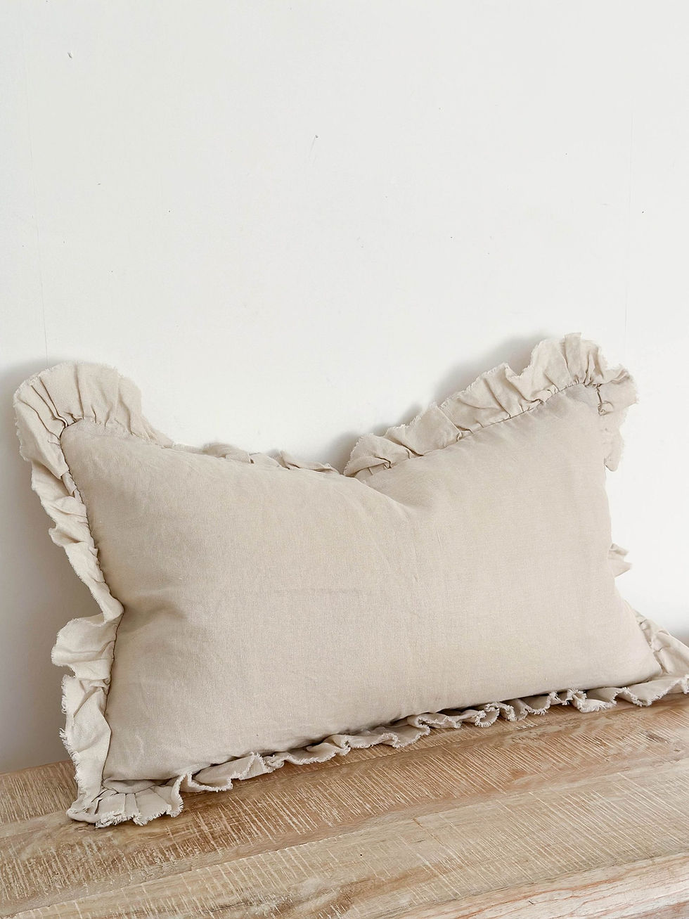 Thumbnail: Alice Cream Ruffled Linen Cushion in 2 sizes