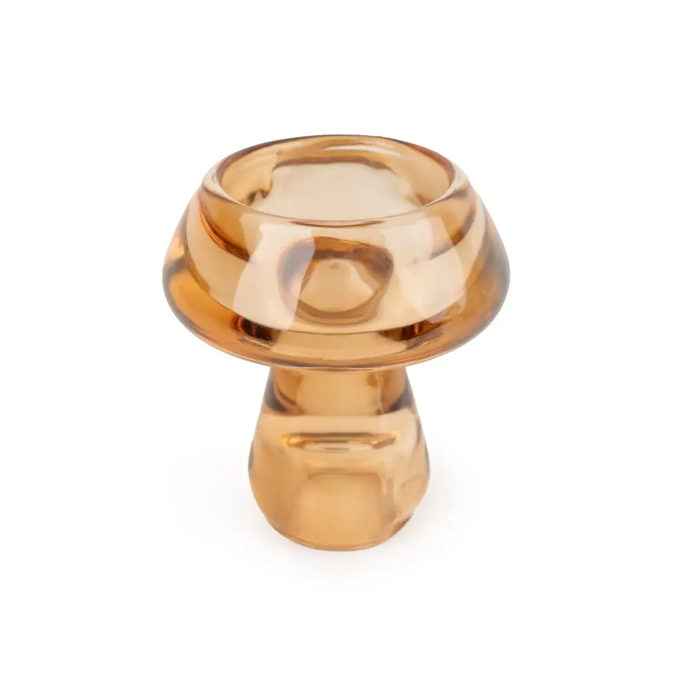 Thumbnail: amber glass Mushroom Tealight Holder in 2 sizes