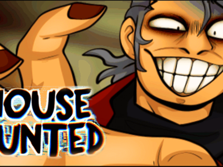 HOUSE HUNTED: A Surreal Visual Novel Featuring A Strange Man In A Red Suit Jacket.