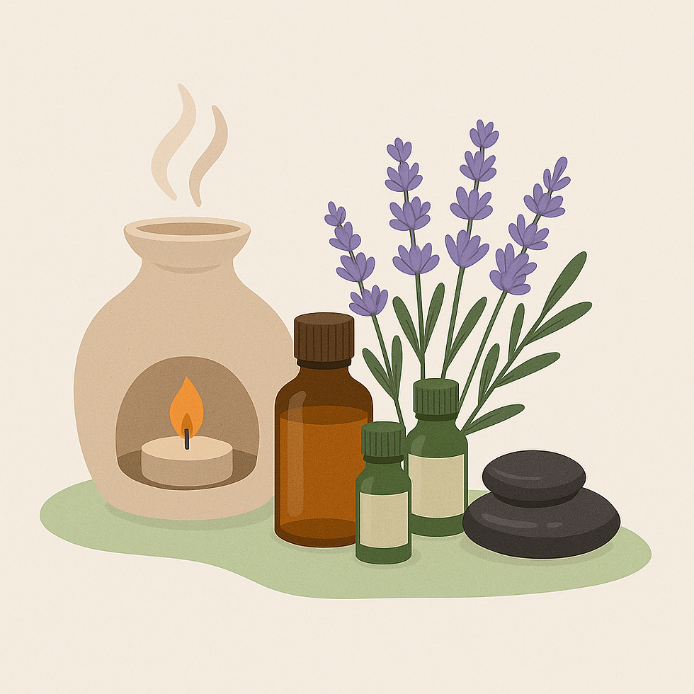 A soothing visual representation of natural anxiety relief. This image features calming  pure essential oils