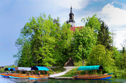Bled Island and pletna boats