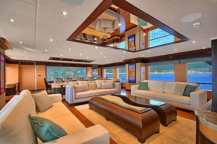 Beautiful Grand Saloon - High Deluxe Yacht ‘Meira’ – available for private bespoke charters in Turkey and Greece .