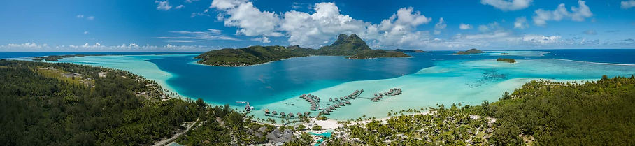 French Polynesia - View over the stunning bay of Bora Bora.