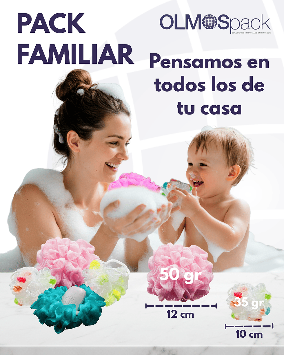 4 esponjas 2 en 1 con jabón integrado, colores surtidos, ideales para limpieza y exfoliación durante el baño