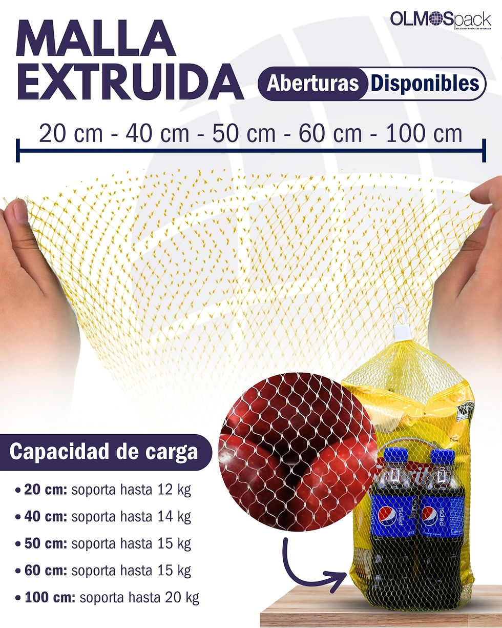 vista frontal rollo malla extruída blanco bolsas de malla para frutas, juguetes, promocionales