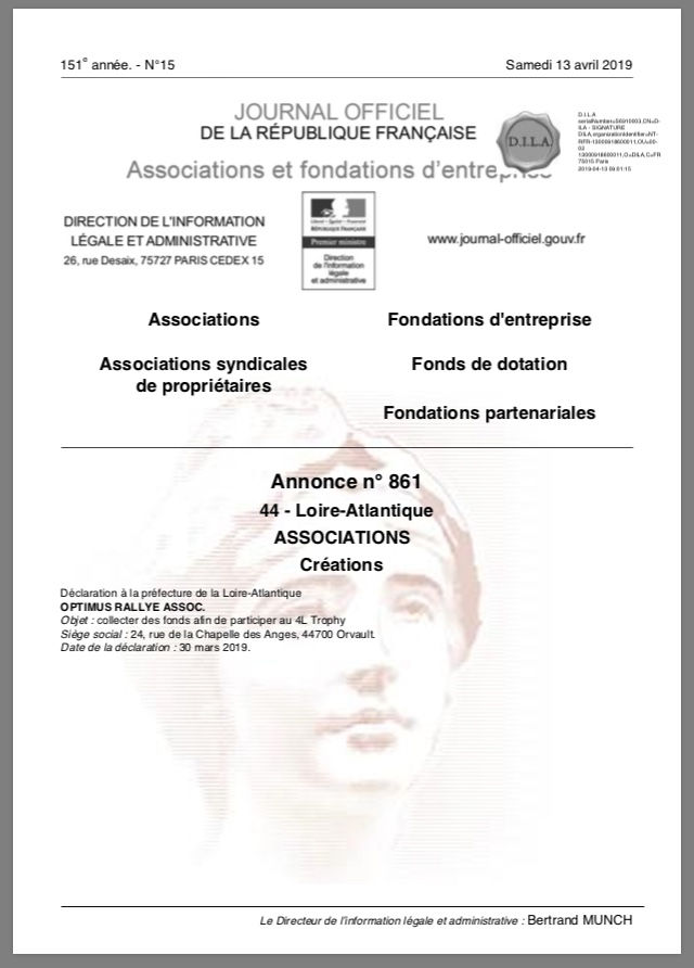 Officialisation de notre association!