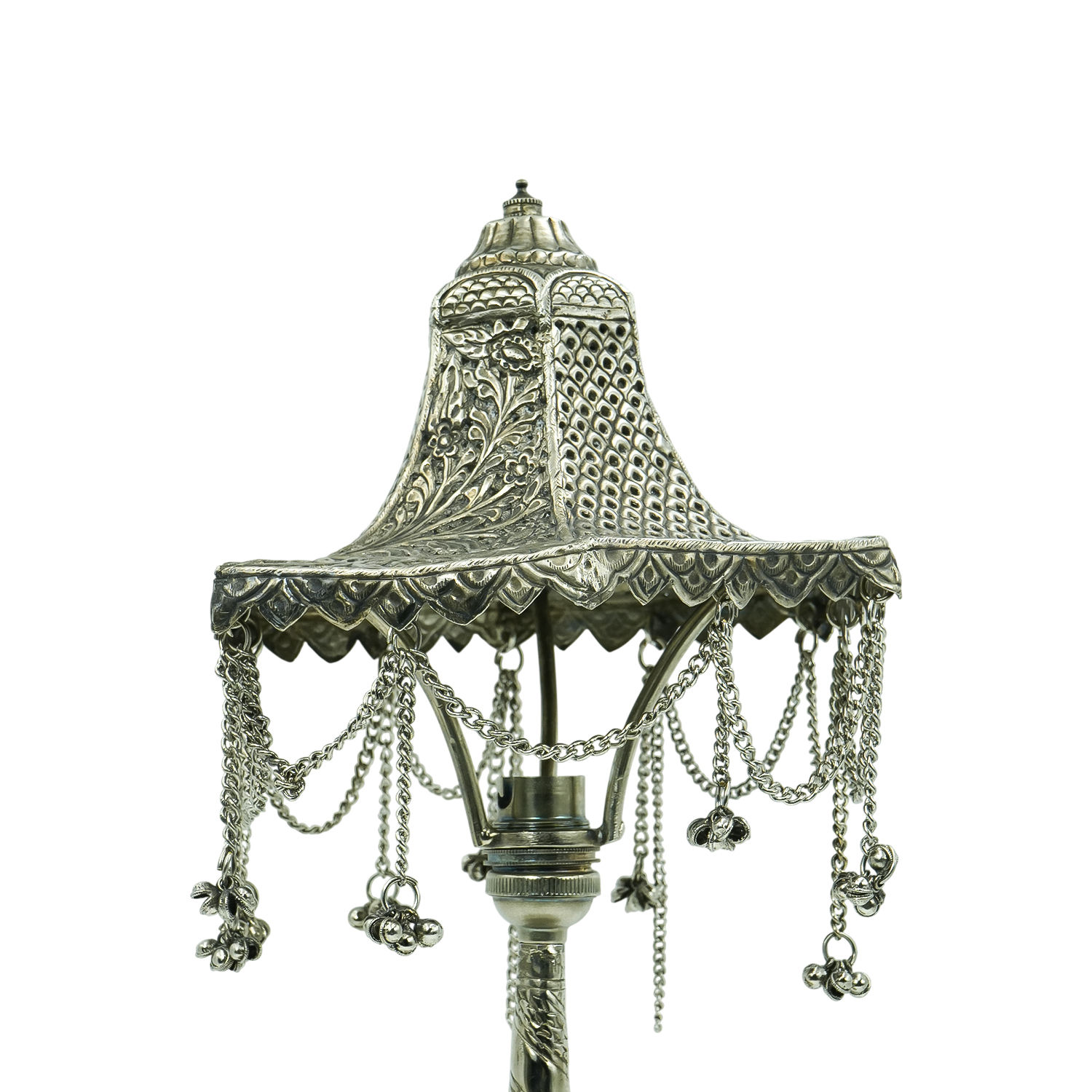 Moroccan Style Home Decor Table Lamp | Pure German Silver