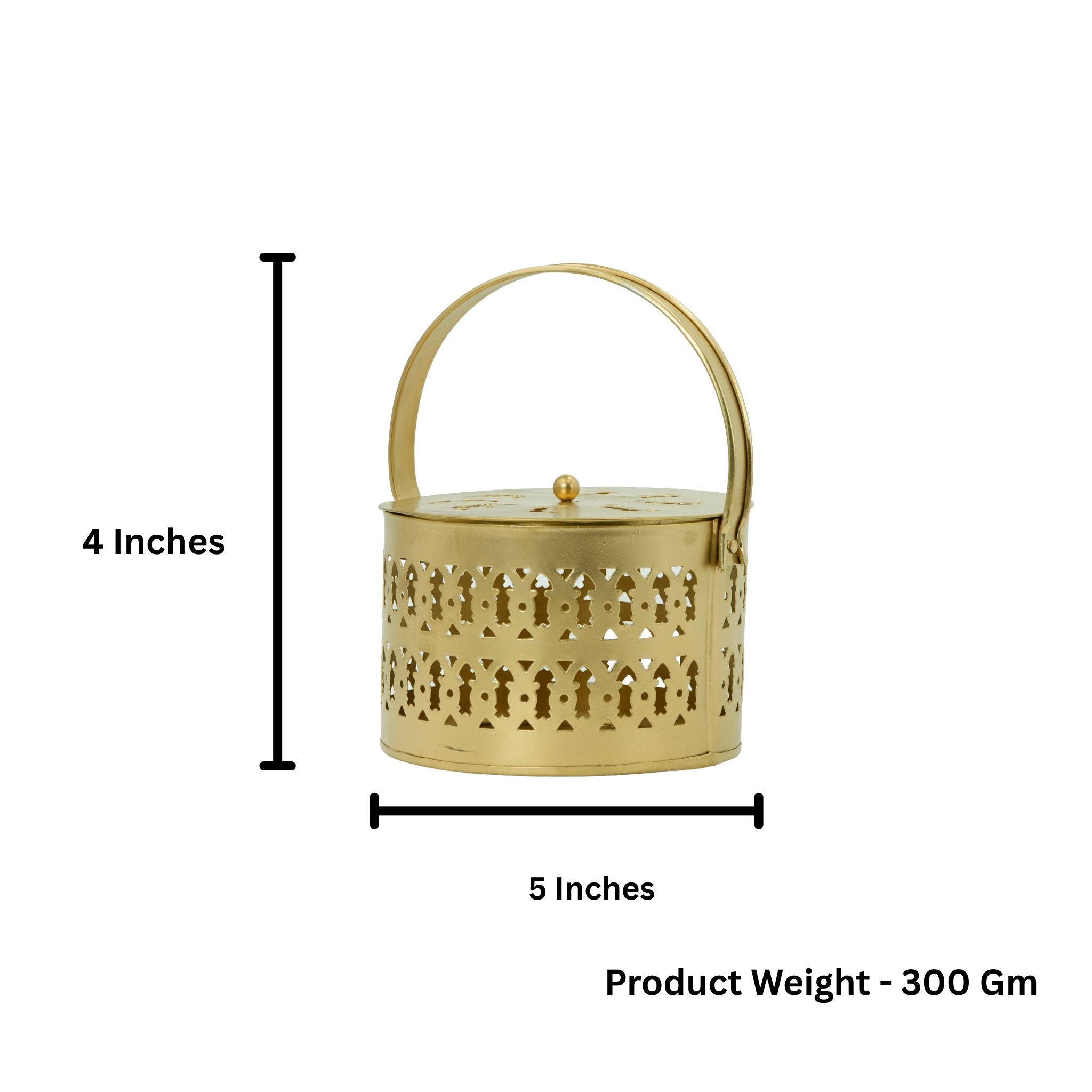 Decorative Metal Basket with Handle for Storage, Gifting & Decor
