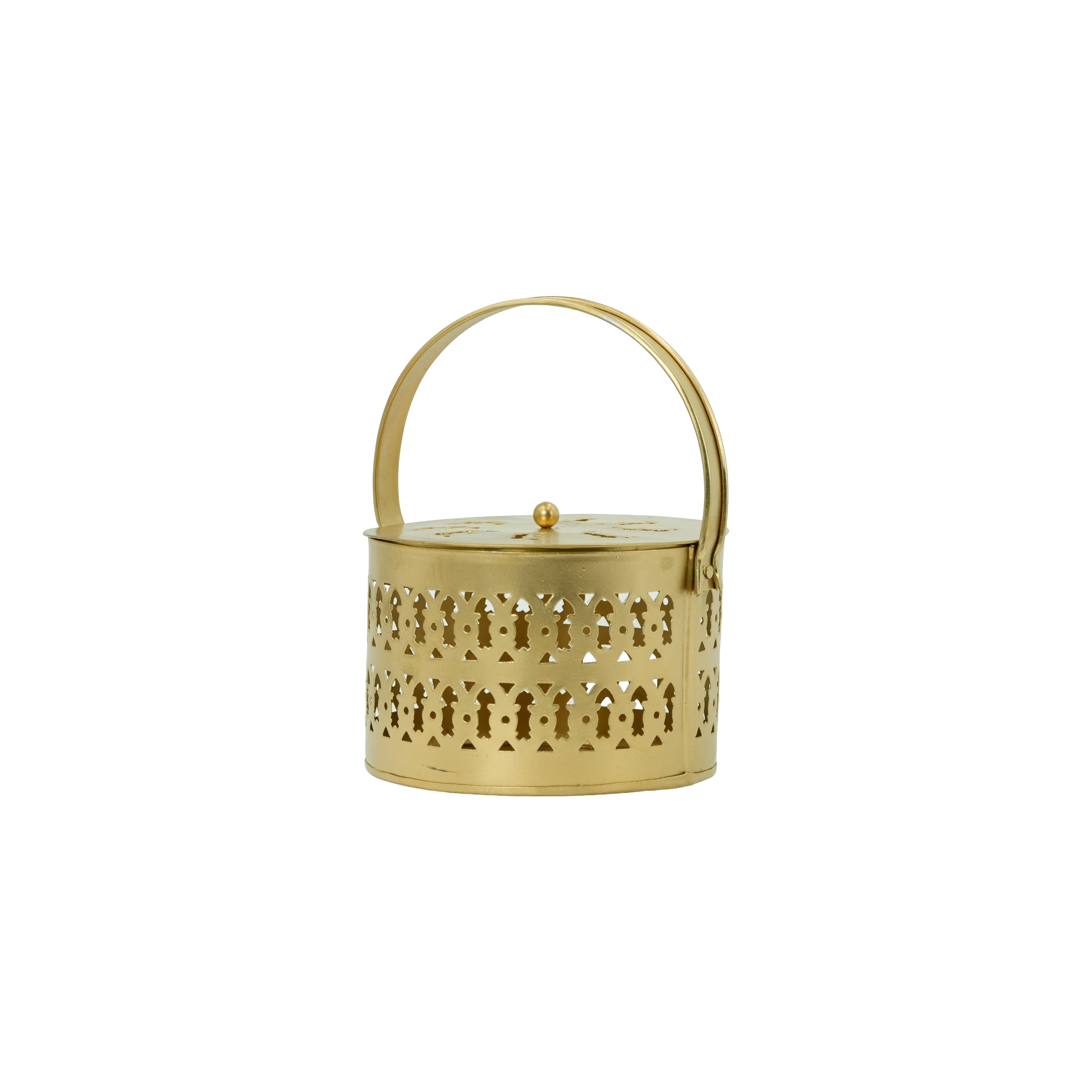 Decorative Metal Basket with Handle for Storage, Gifting & Decor