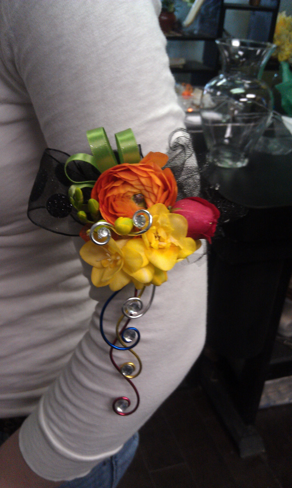 colorful arm band coursage