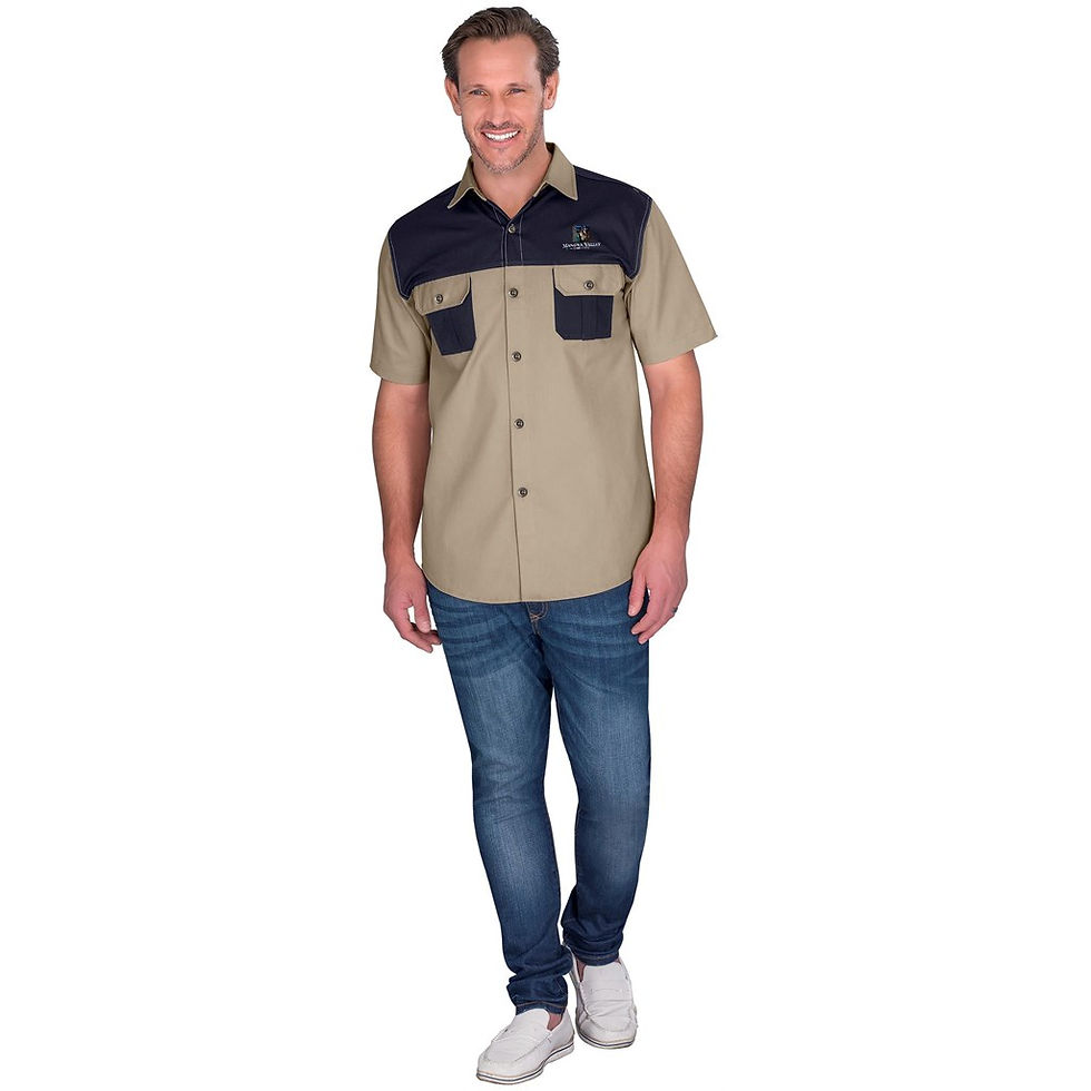 Thumbnail: Mens Short Sleeve Serengeti 2-Tone Bush Shirt