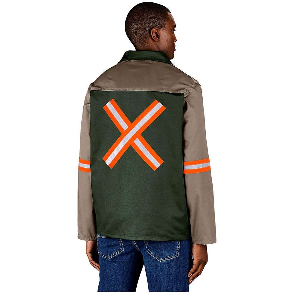 Thumbnail: Site Premium Two-Tone Polycotton Jacket - Reflective Arms & Back - Orange Tape