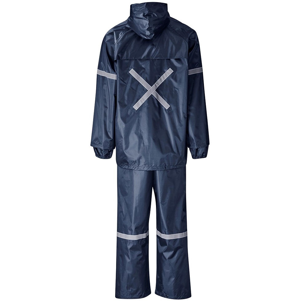 Thumbnail: Outdoor Hi-Viz Reflective Polyester/PVC Rainsuit - Navy