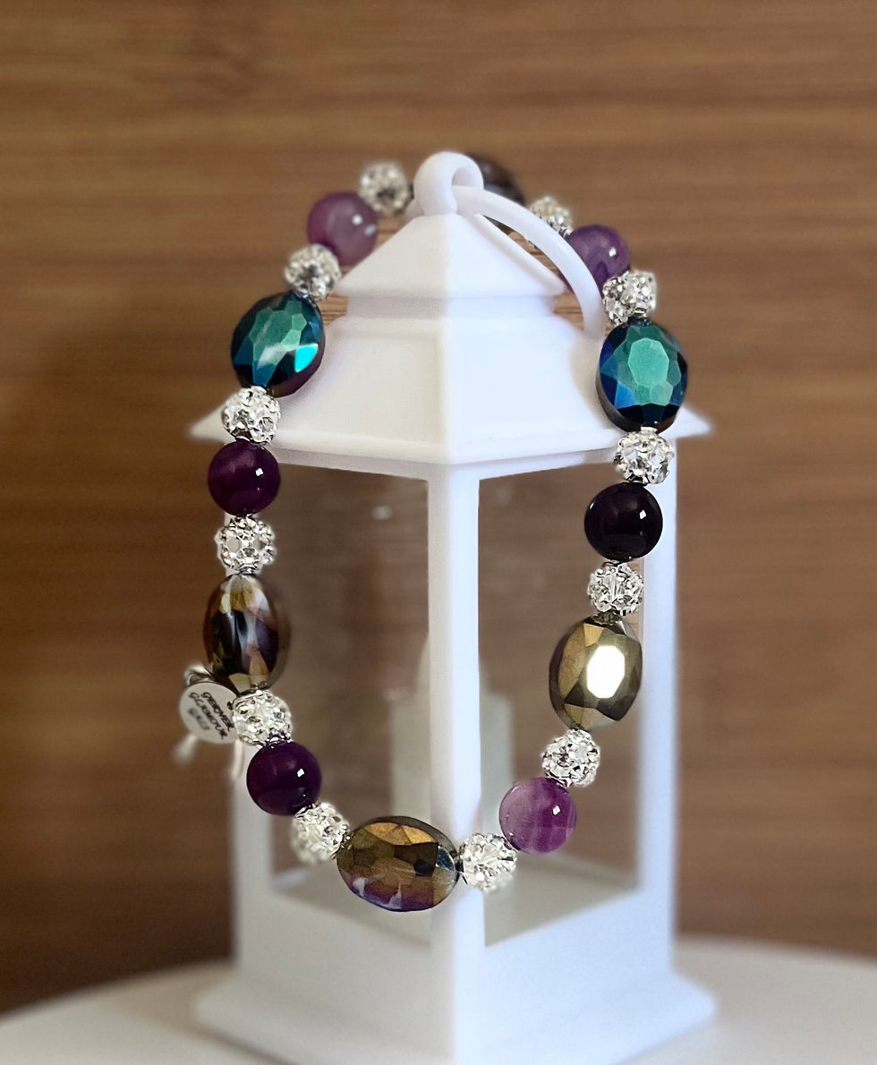 Thumbnail: Purple & Silver Beaded Bracelet