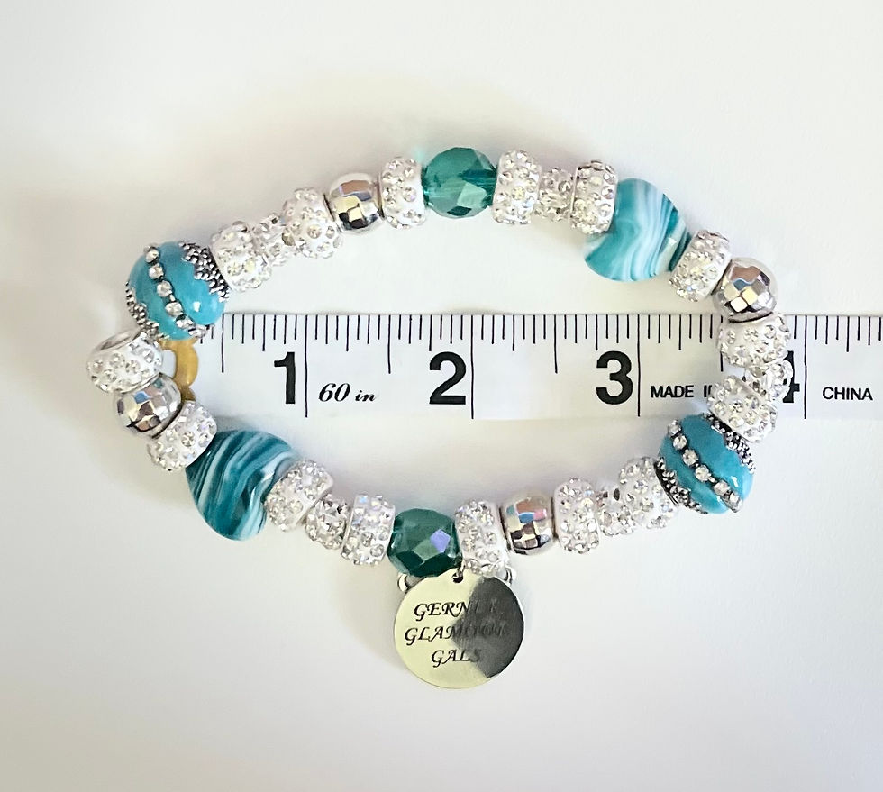 Thumbnail: Turquoise, White, & Silver Beaded Bracelet
