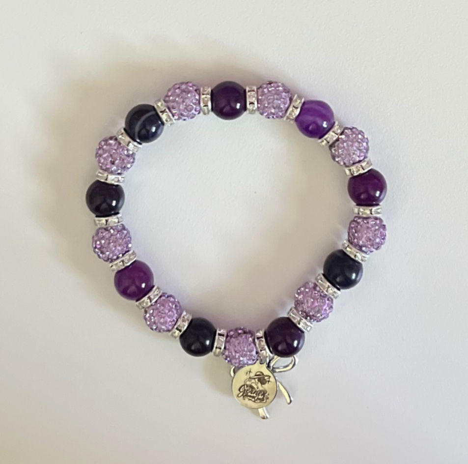Purple & Silver Beaded Bracelet