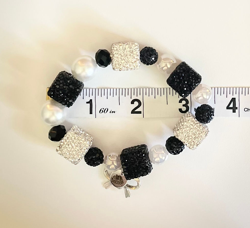Thumbnail: Black, White, & Silver Beaded Bracelet