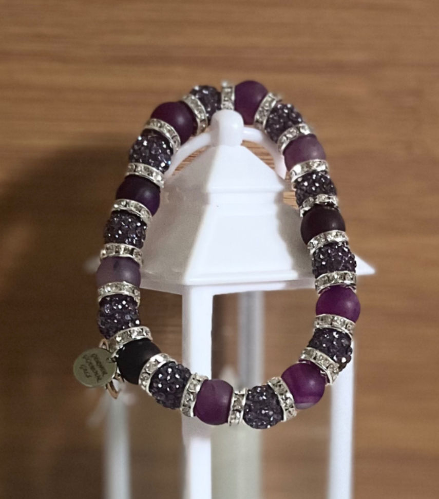 Thumbnail: Purple & Silver Beaded Bracelet
