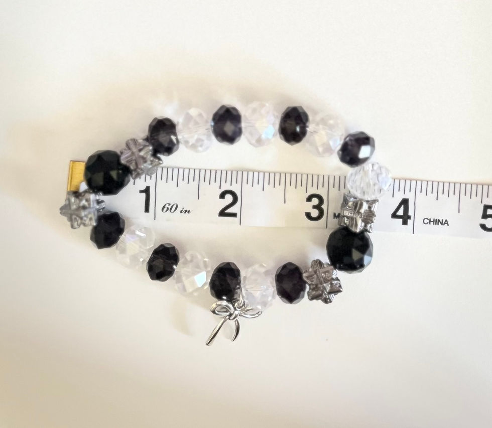 Thumbnail: Black, Clear, & Silver Beaded Bracelet