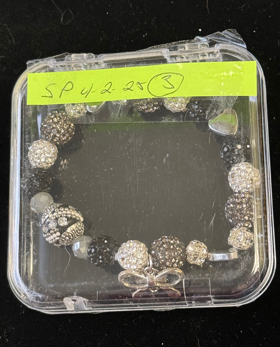 Thumbnail: Black & Silver Beaded Bracelet