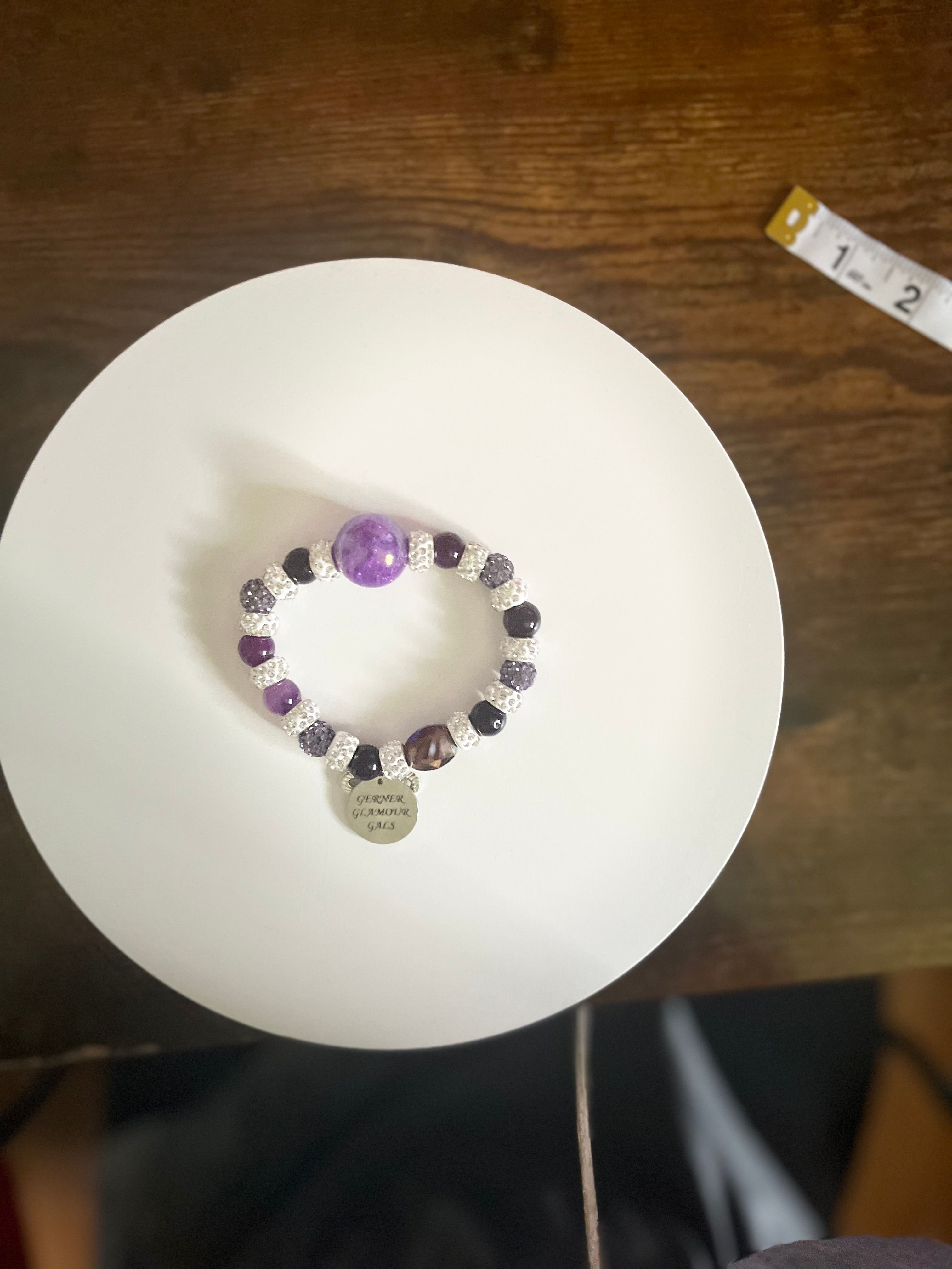 Purple & Silver Beaded Bracelet