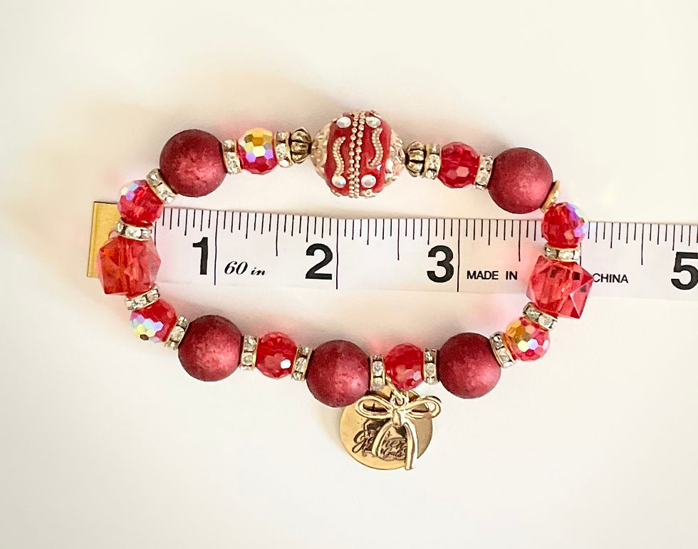 Thumbnail: Red & Gold Beaded Bracelet