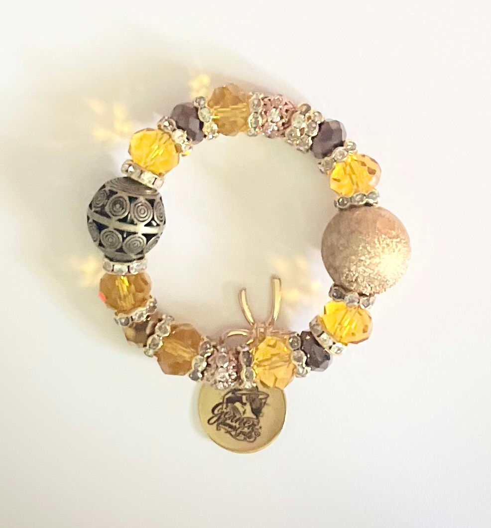 Gold & Black Beaded Bracelet