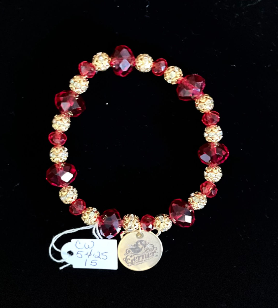 Red & Gold beaded bracelet