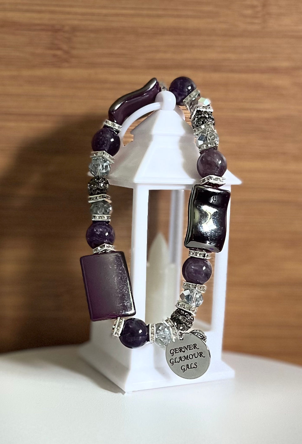 Purple & Silver Beaded Bracelet