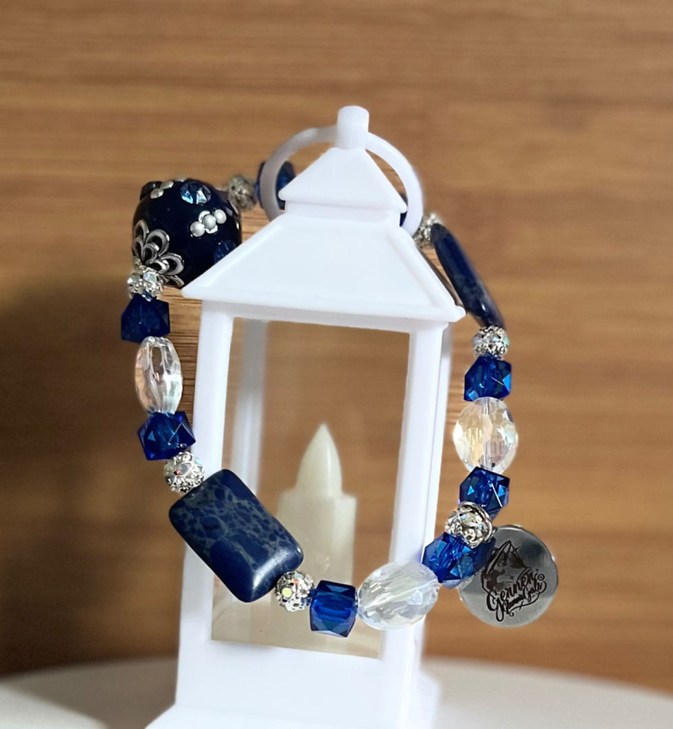 Thumbnail: Blue, Silver, & Clear Beaded Bracelet