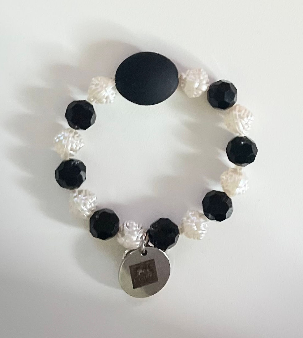 Black, White, & Silver Beaded Bracelet