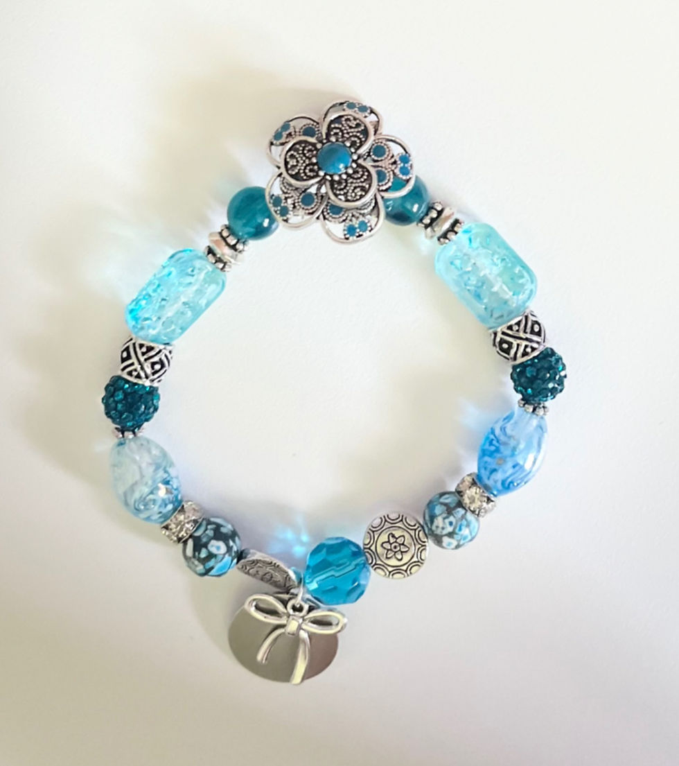 Thumbnail: Turquoise & Silver Beaded Bracelet