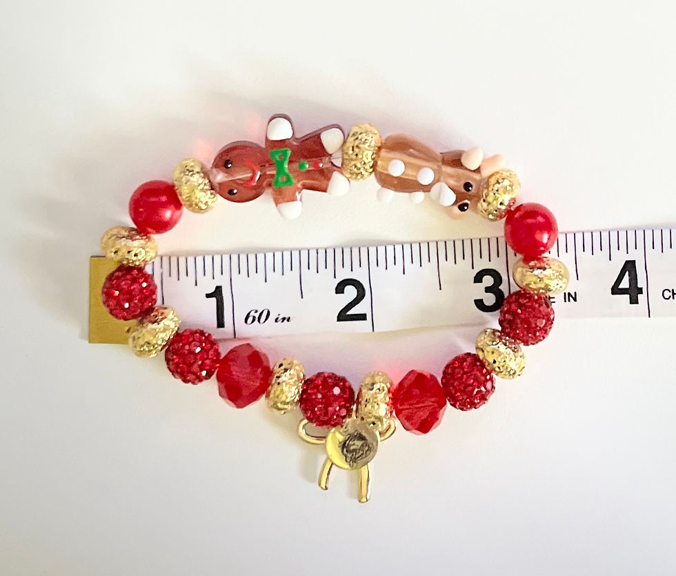 Thumbnail: Red & Gold Beaded Bracelet (Christmas)