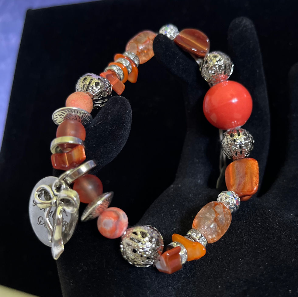 Thumbnail: Orange & Silver Beaded Bracelet