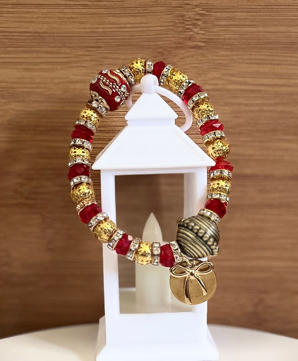 Thumbnail: Red, Gold, & Black Beaded Bracelet