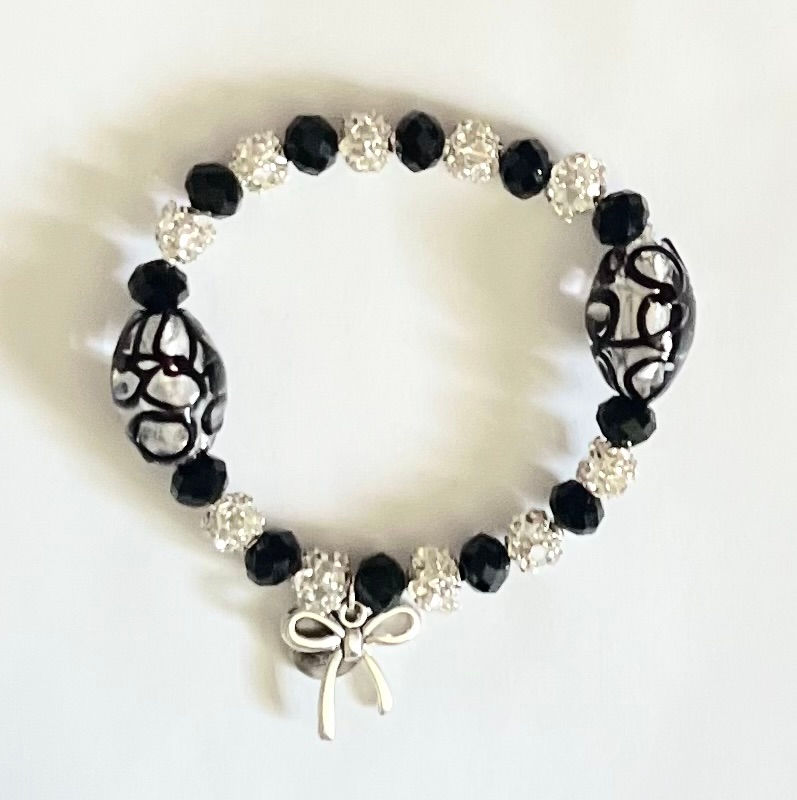 Black & Silver Beaded Bracelet