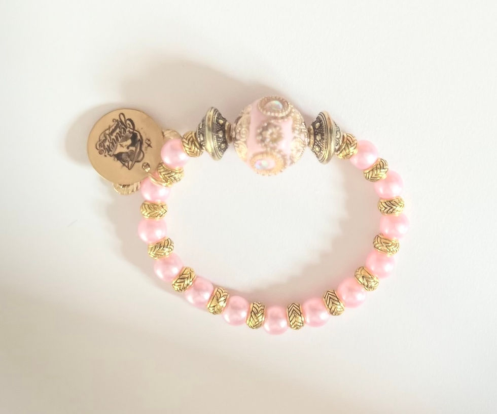 Thumbnail: Pink & Gold Beaded Bracelet