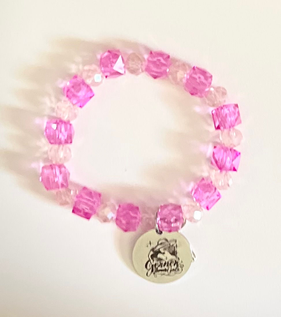 Pink & Clear Beaded Bracelet