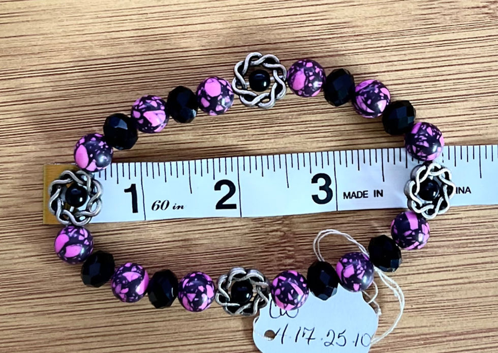 Thumbnail: Pink & Black Beaded Bracelet