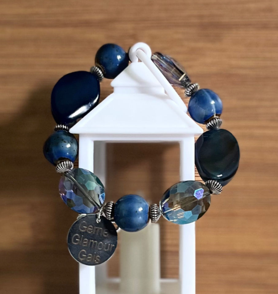 Thumbnail: Blue & Silver Beaded Bracelet